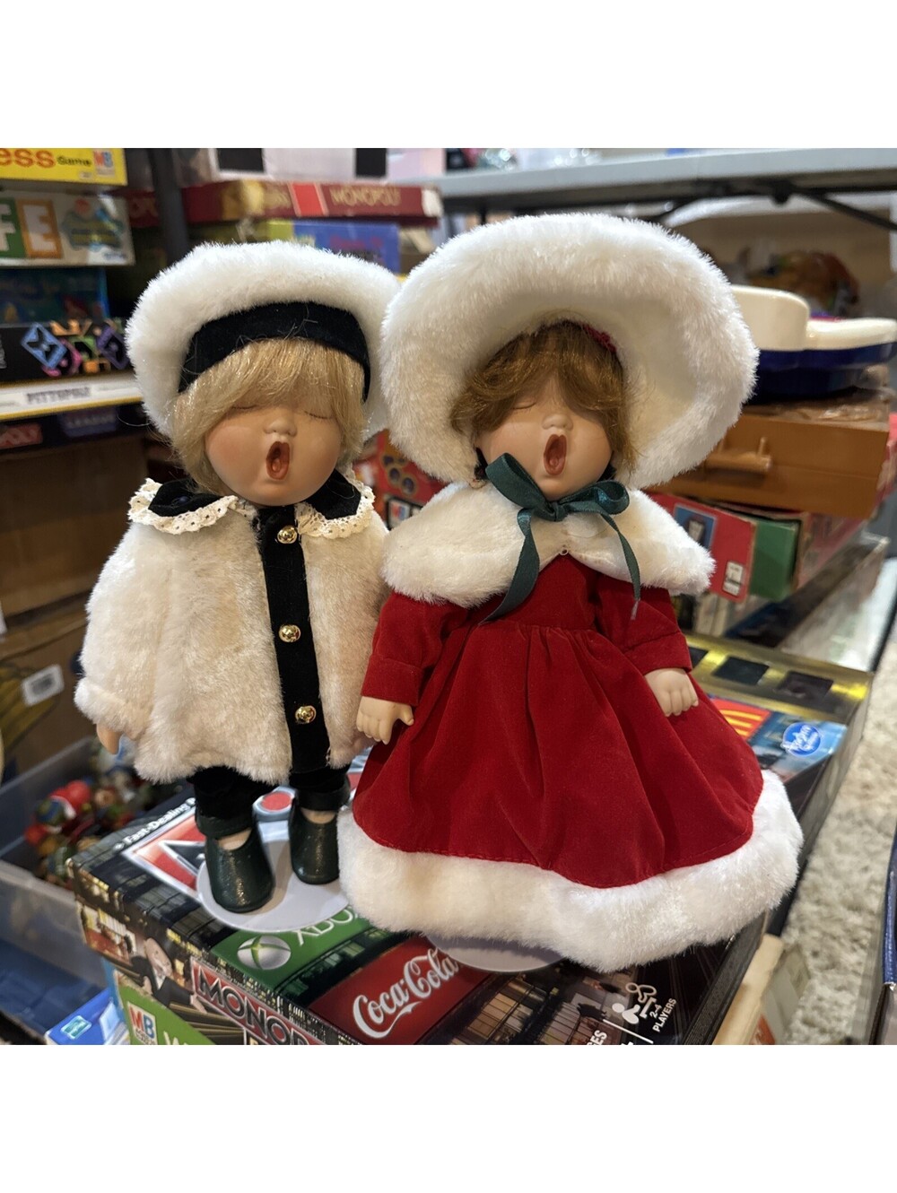 Set of Vtg porcelain Christmas caroler dolls